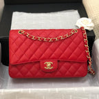 CHANEL FLAP BAG MEDIUM 25CM RED CAVIAR GOLD HARDWARE