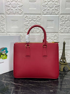 PRADA GALLERIA 32 BAG IN CHERRY RED SAFFIANO LEATHER