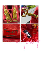 PRADA GALLERIA 32 BAG IN CHERRY RED SAFFIANO LEATHER