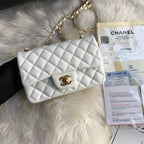 CHANEL MINI 20 BAG IN WHITE CALFSKIN GOLD HARDWARE