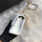 CHANEL MINI 20 BAG IN WHITE CALFSKIN GOLD HARDWARE