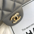 CHANEL MINI 20 BAG IN SHADOW GREY CALFSKIN GOLD HARDWARE