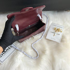 CHANEL MINI 20 BAG IN RED BROWN CALFSKIN GOLD HARDWARE