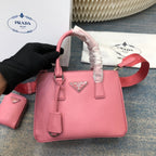 PRADA MINI 23 BAG IN PETAL PINK SAFFIANO LEATHER