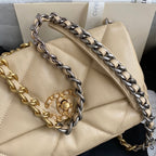 CHANEL MEDIUM 26 FLAP BAG IN BEIGE CREAM LAMBSKIN