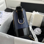 CHANEL GABRIELLE MINI 20 HOBO BAG IN MIDNIGHT BLUE MIX BLACK CALFSKIN