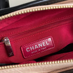 CHANEL GABRIELLE MINI 20 HOBO BAG IN ALMOND BEIGE MIX BLACK CALFSKIN