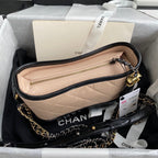 CHANEL GABRIELLE MINI 20 HOBO BAG IN ALMOND BEIGE MIX BLACK CALFSKIN
