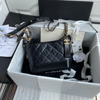 CHANEL GABRIELLE MINI 20 HOBO BAG IN BLACK CALFSKIN