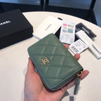 CHANEL ZIPPED COIN BASIC PURSE 11 TURQUOISE CALFSKIN GOLD ICON