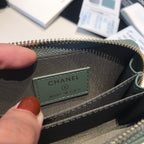 CHANEL ZIPPED COIN BASIC PURSE 11 TURQUOISE CALFSKIN GOLD ICON