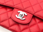 CHANEL FLAP BAG MEDIUM 25CM RED CAVIAR SILVER HARDWARE