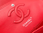 CHANEL FLAP BAG MEDIUM 25CM RED CAVIAR SILVER HARDWARE