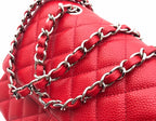 CHANEL FLAP BAG MEDIUM 25CM RED CAVIAR SILVER HARDWARE