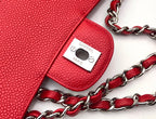 CHANEL FLAP BAG MEDIUM 25CM RED CAVIAR SILVER HARDWARE