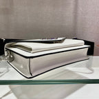PRADA ENVELOPE FLAP BAG 20 IN WHITE SAFFIANO LEATHER