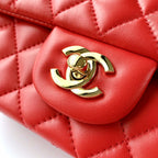 CHANEL MINI RECTANGLE FLAP BAG 20CM RED LAMBSKIN GOLD HARDWARE