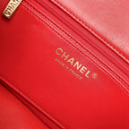 CHANEL MINI RECTANGLE FLAP BAG 20CM RED LAMBSKIN GOLD HARDWARE