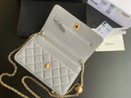 CHANEL CLASSIC WOC 19CM WHITE LAMBSKIN GOLD HARDWARE
