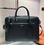PRADA 38 BRIEFCASE IN BLACK SAFFIANO LEATHER