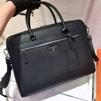 PRADA 38 BRIEFCASE IN BLACK SAFFIANO LEATHER