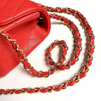 CHANEL MINI SQUARE FLAP BAG 17CM RED CAVIAR GOLD HARDWARE