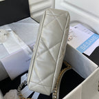 CHANEL LARGE 30 FLAP BAG IN LIGHT GREY LAMBSKIN