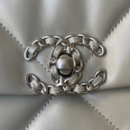 CHANEL LARGE 30 FLAP BAG IN LIGHT GREY LAMBSKIN