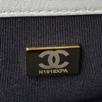 CHANEL LARGE 30 FLAP BAG IN WHITE LAMBSKIN