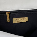 CHANEL LARGE 30 FLAP BAG IN WHITE LAMBSKIN