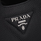 PRADA 18 DYNAMIQUE LOGO TOTE BAG IN BLACK CALFSKIN