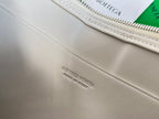 LARGE CASSETTE POUCH 35 IN WHITE CALFSKIN