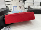 CHANEL 25 CLASSIC SMALL DOUBLE FLAP BAG IN CHERRY RED CALFSKIN WITH STRAP