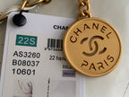 CHANEL MEDIUM 37 HANDBAG IN WHITE SHINY CALFSKIN GOLD HARDWARE