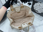 CHANEL DEAUVILLE LARGE 38 TOTE BAG IN BEIGE CANVAS GOLD HARDWARE