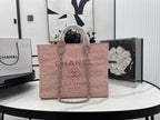 CHANEL DEAUVILLE LARGE 38 TOTE BAG IN LIGHT PINK CANVAS