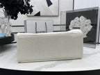 CHANEL DEAUVILLE LARGE 38 TOTE BAG IN WHITE CANVAS WITH BLACK LOGO