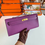 KELLY CUT 31 IN VIOLET PURPLE CALFSKIN WITH GOLD HARDWARE