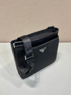 PRADA SQUARE BAG 28 IN BLACK RE-NYLON AND SAFFIANO LEATHER TRIM
