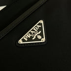 PRADA SQUARE BAG 28 IN BLACK RE-NYLON AND SAFFIANO LEATHER TRIM