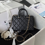 CHANEL MINI 15 BOX BAG IN BLACK CALFSKIN GOLD HARDWARE