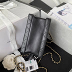 CHANEL MINI 15 BOX BAG IN BLACK CALFSKIN GOLD HARDWARE