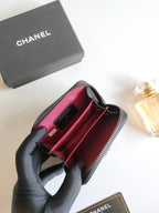 CHANEL BOY ZIP COIN PURSE 11.5 BLACK CALFSKIN ICON