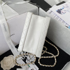 CHANEL MINI 15 BOX BAG IN WHITE CALFSKIN GOLD HARDWARE