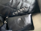 CHANEL LARGE 42 HANDBAG IN BLACK SHINY CALFSKIN SILVER HARDWARE