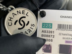 CHANEL LARGE 42 HANDBAG IN BLACK SHINY CALFSKIN SILVER HARDWARE