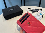 CHANEL ZIPPED COIN PURSE 11 RED PINK GRAINED CALFSKIN