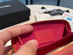 CHANEL ZIPPED COIN PURSE 11 RED PINK GRAINED CALFSKIN