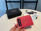 CHANEL ZIPPED COIN PURSE 11 RED PINK GRAINED CALFSKIN
