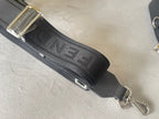 FENDI ROMA 22 CLUTCH BAG IN DARK GREY FF CALFSKIN SILVER HARDWARE WITH WHITE LOGO